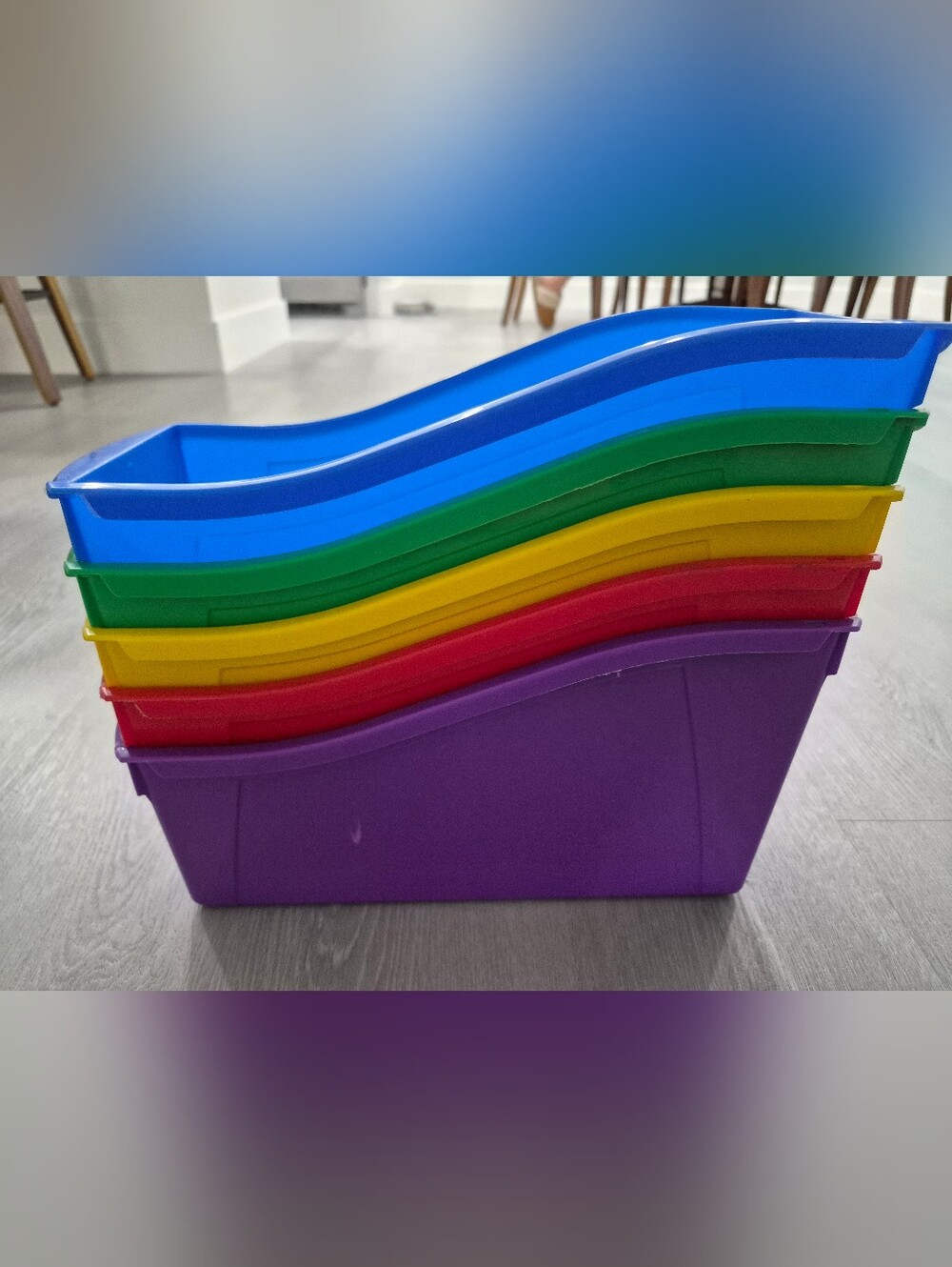 Set of 5 Plastic Book Bins Desk Storage Homeschool